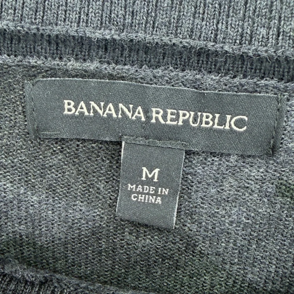 Banana Republic Merino Wool Sweater Mens M Gray Black Camo Blend Crewneck Knit